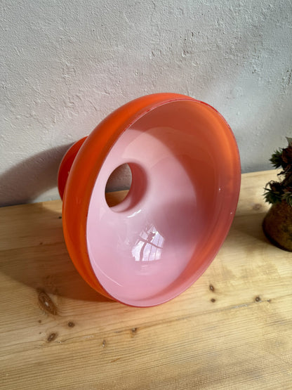 Abat-jour en opaline rouge orangé