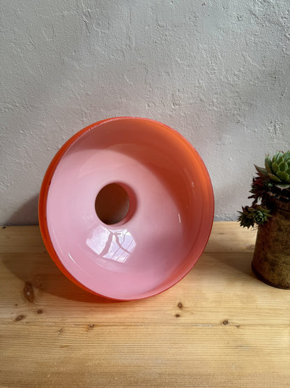 Abat-jour en opaline rouge orangé