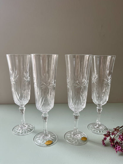 Flûtes en cristal ciselé - lot de 4