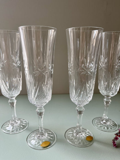 Flûtes en cristal ciselé - lot de 4