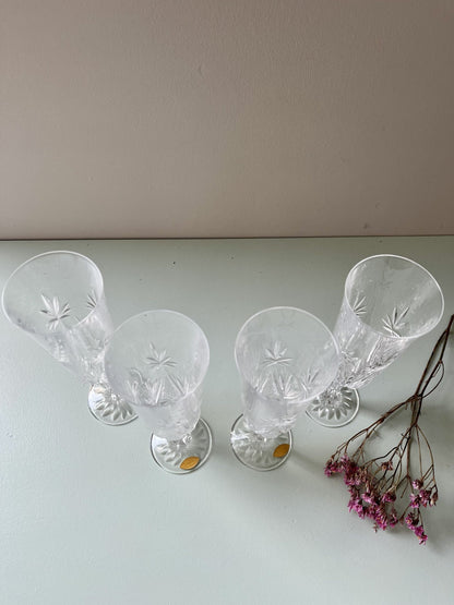 Flûtes en cristal ciselé - lot de 4