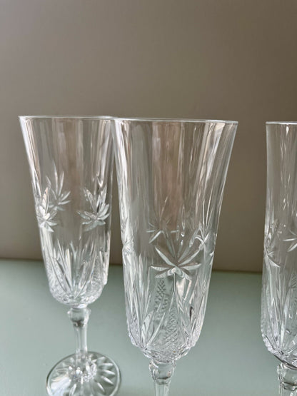 Flûtes en cristal ciselé - lot de 4