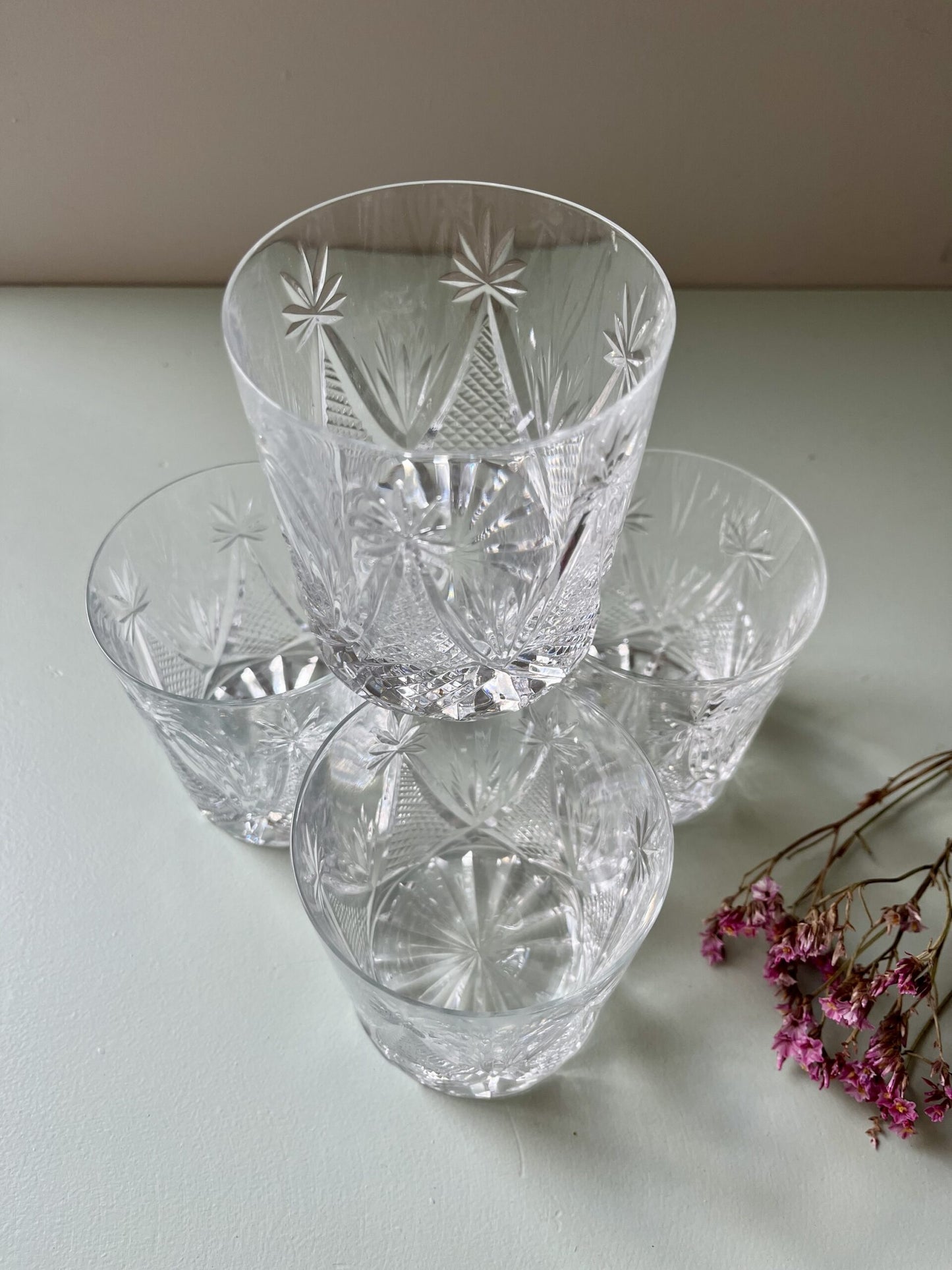 Verres en cristal ciselé - lot de 4