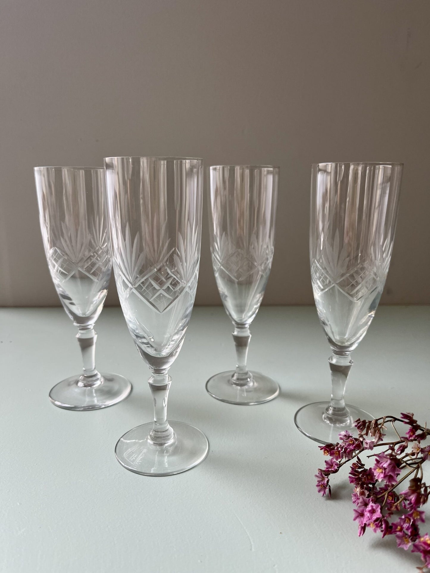 Flûtes ciselées art déco - lot de 4