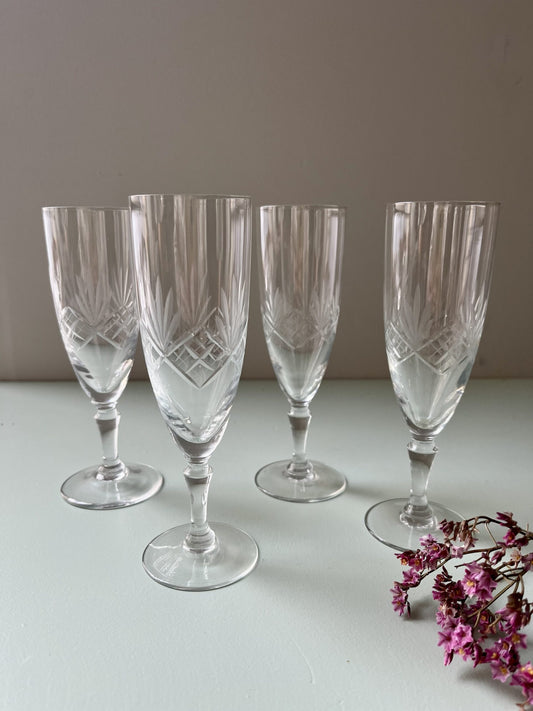 Flûtes ciselées art déco - lot de 4