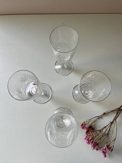Flûtes ciselées art déco - lot de 4