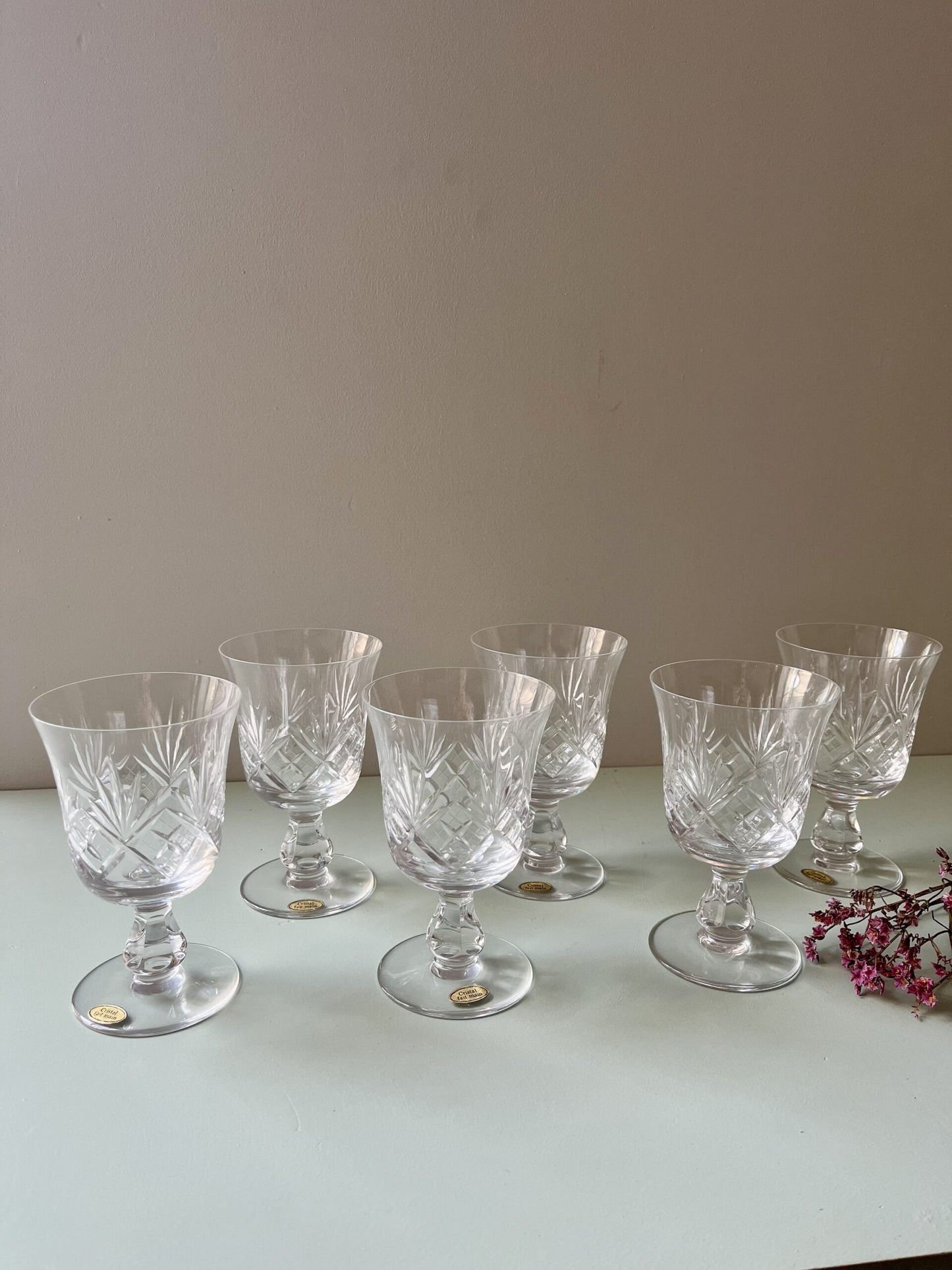 Verres à vin en cristal ciselé - lot de 6