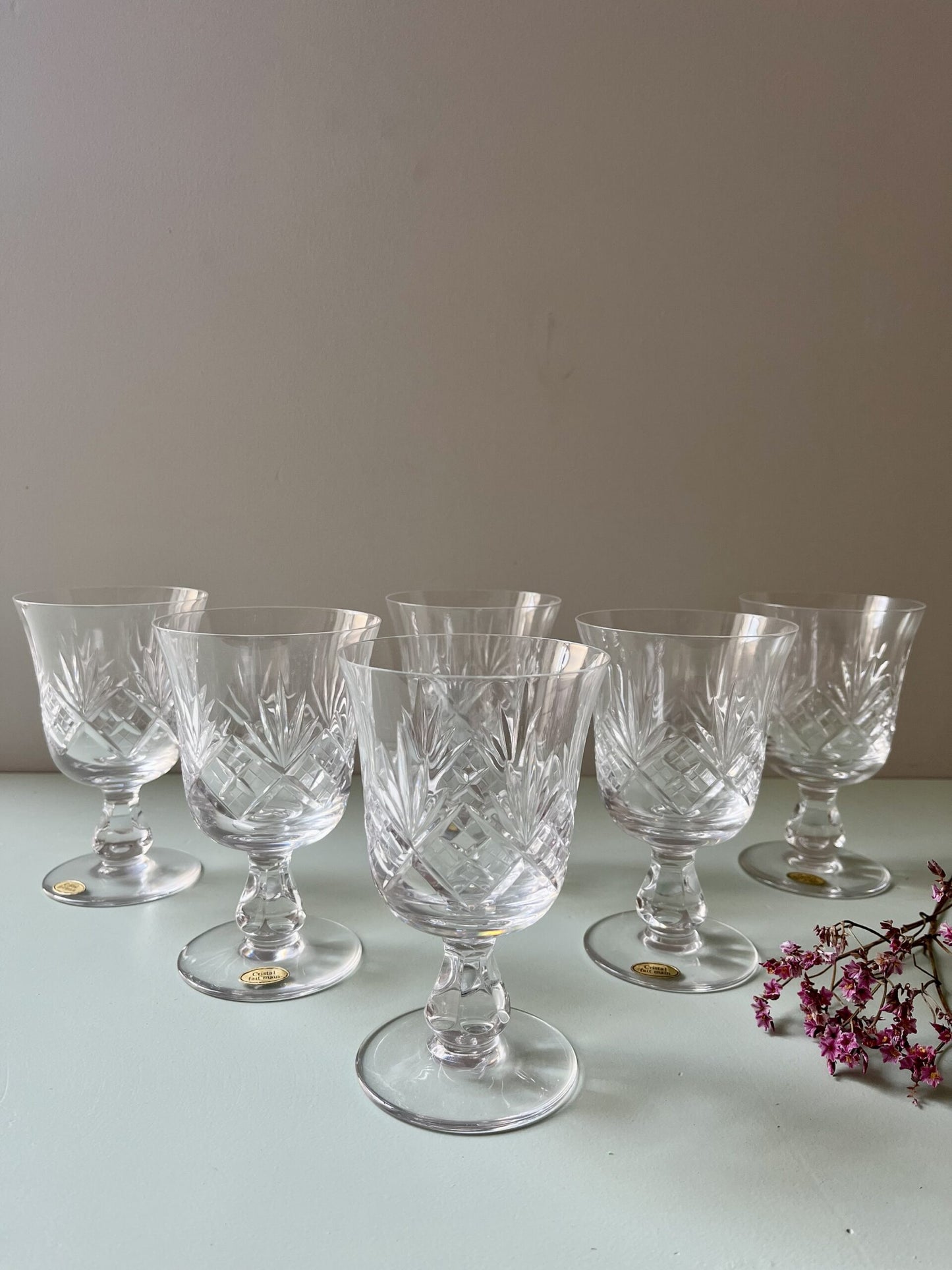 Verres à vin en cristal ciselé - lot de 6