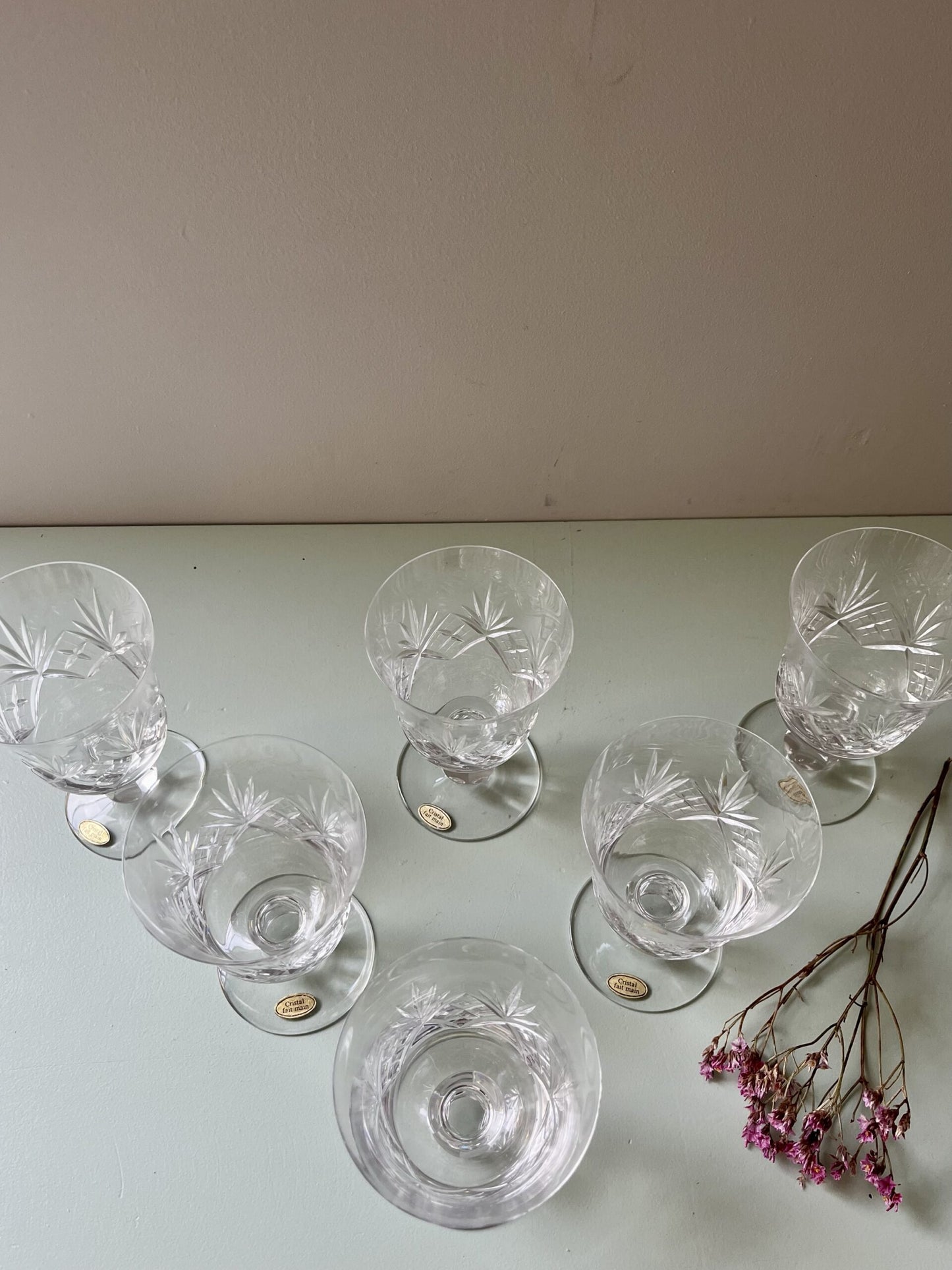 Verres à vin en cristal ciselé - lot de 6
