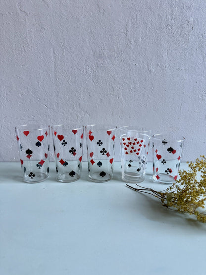 Lot de 5 verres à motifs cartes à jouer