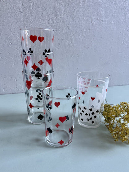 Lot de 5 verres à motifs cartes à jouer