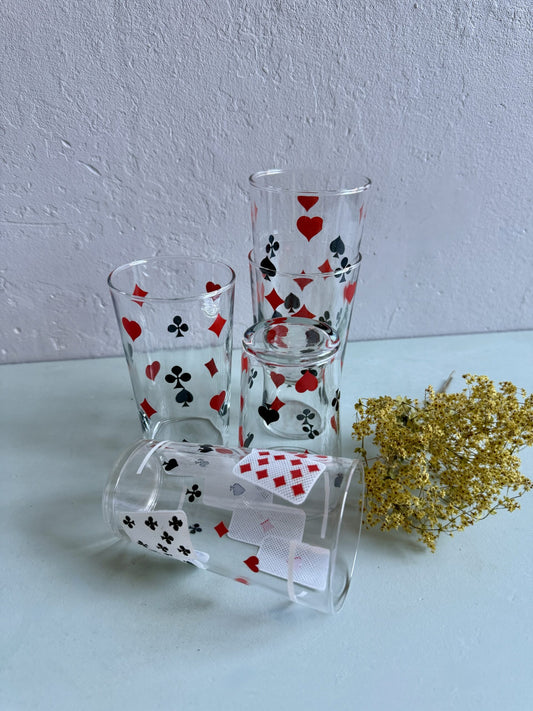 Lot de 5 verres à motifs cartes à jouer