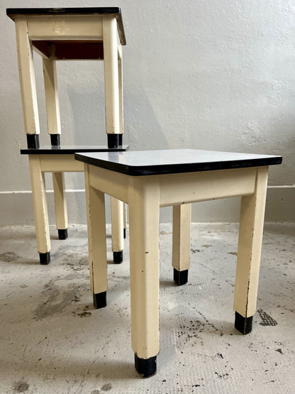 Tabouret vintage en bois et Formica années 50