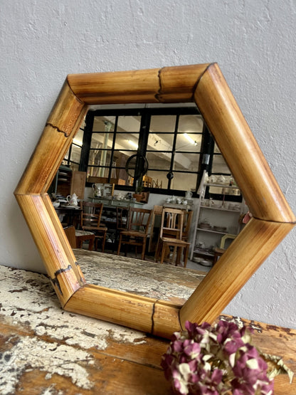 Miroir bambou hexagonal