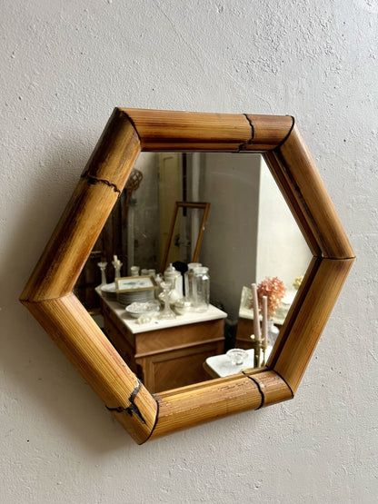 Miroir bambou hexagonal