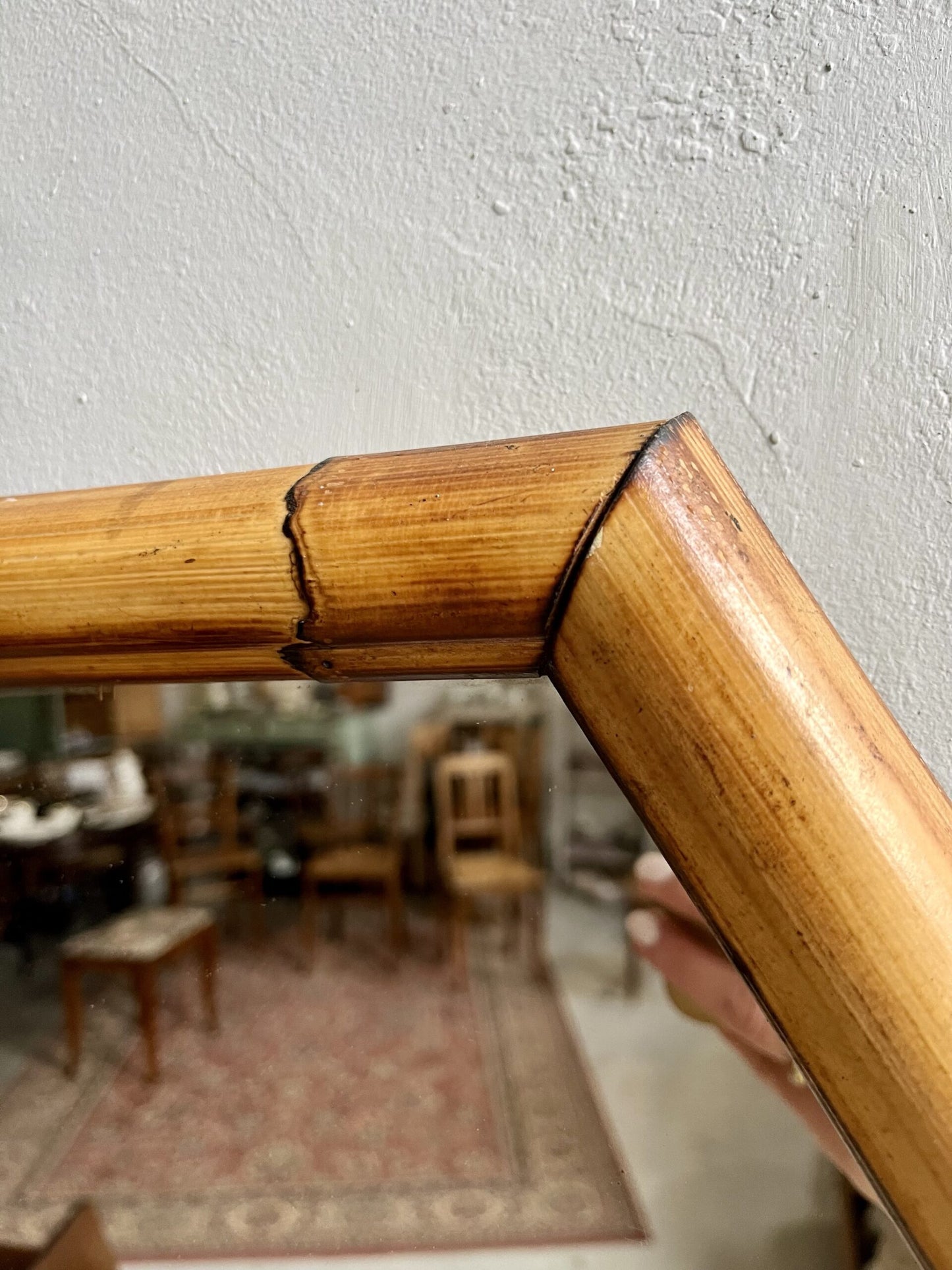 Miroir bambou hexagonal