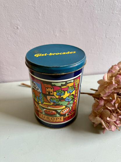 Boîte en métal vintage bleu Gist Brocades