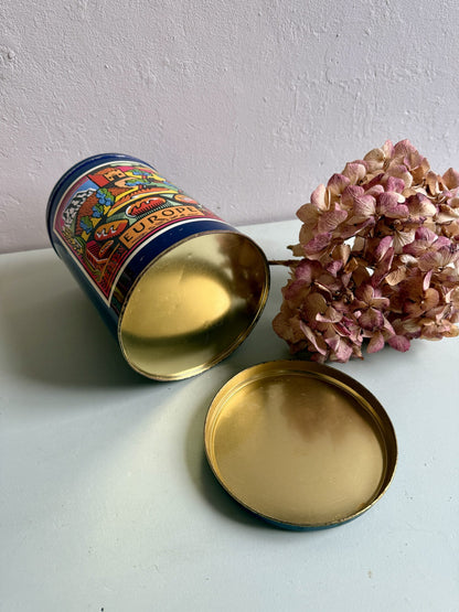 Boîte en métal vintage bleu Gist Brocades