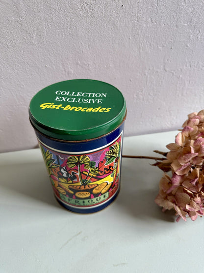 Boîte en métal vintage vert-bleu Gist Brocades