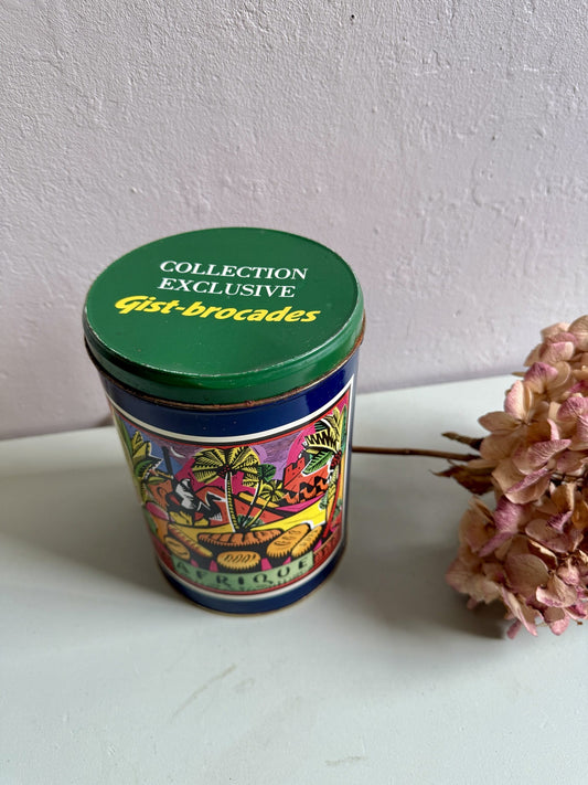 Boîte en métal vintage vert-bleu Gist Brocades