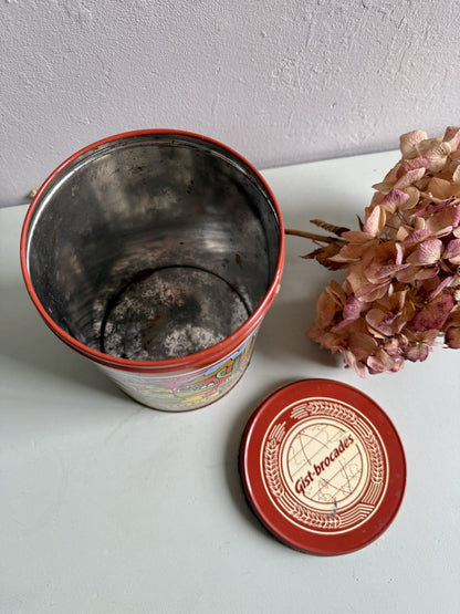 Boîte en métal vintage rouge Gist Brocades