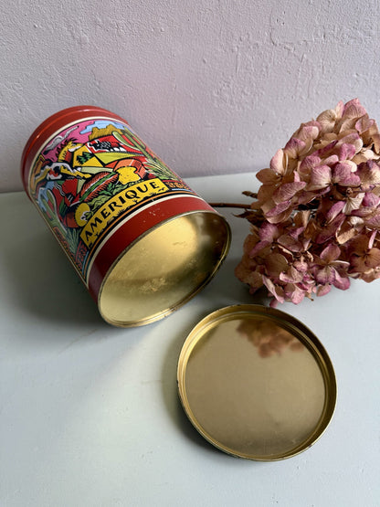 Boîte en métal vintage rouge Gist Brocades