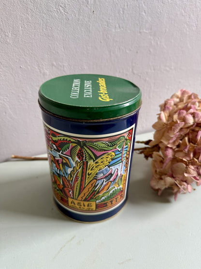 Boîte en métal vintage vert-bleu Gist Brocades