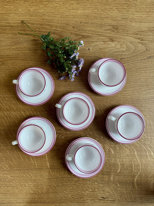 Lot de 6 tasses avec coupelles décor floral