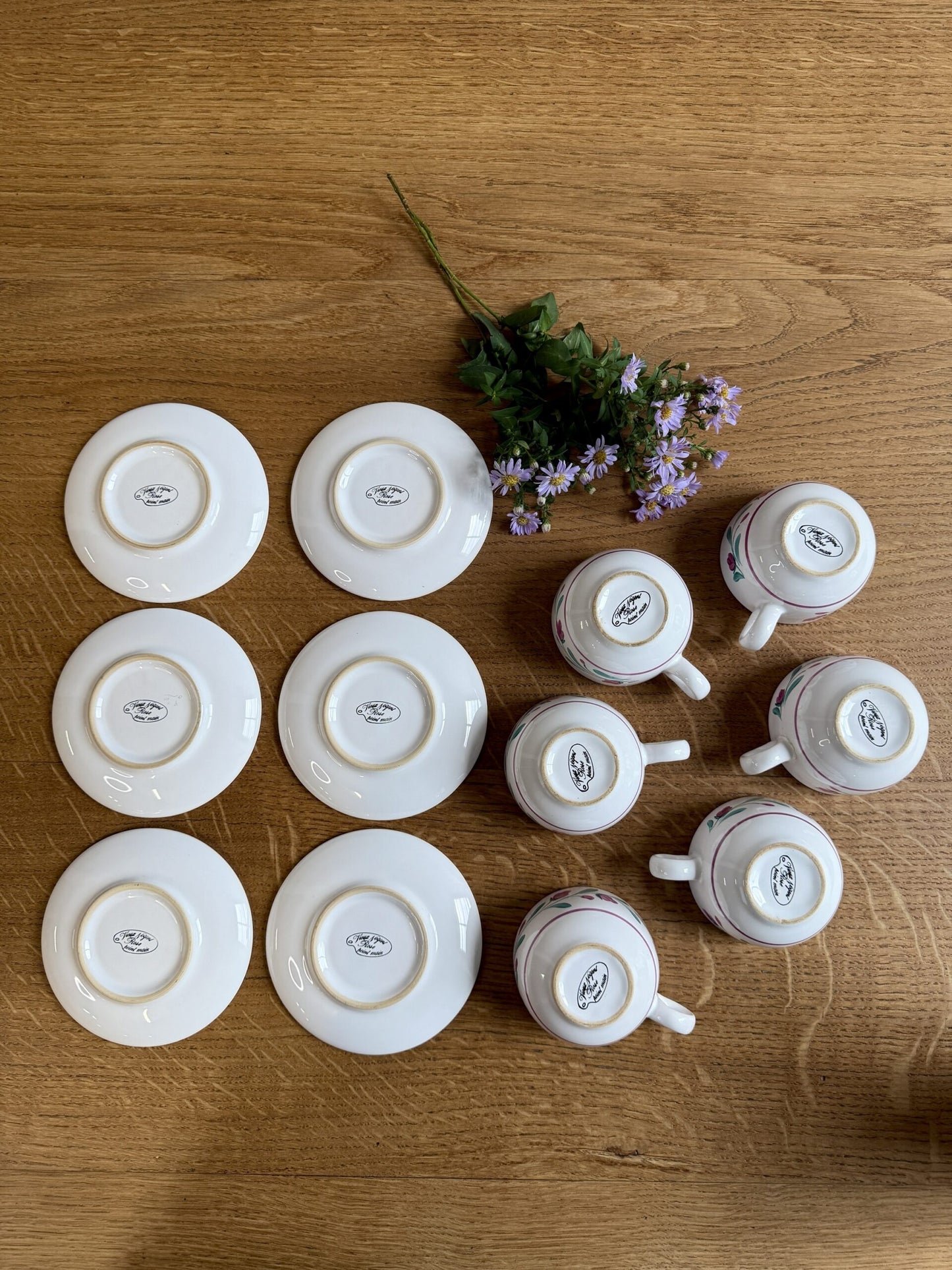 Lot de 6 tasses avec coupelles décor floral