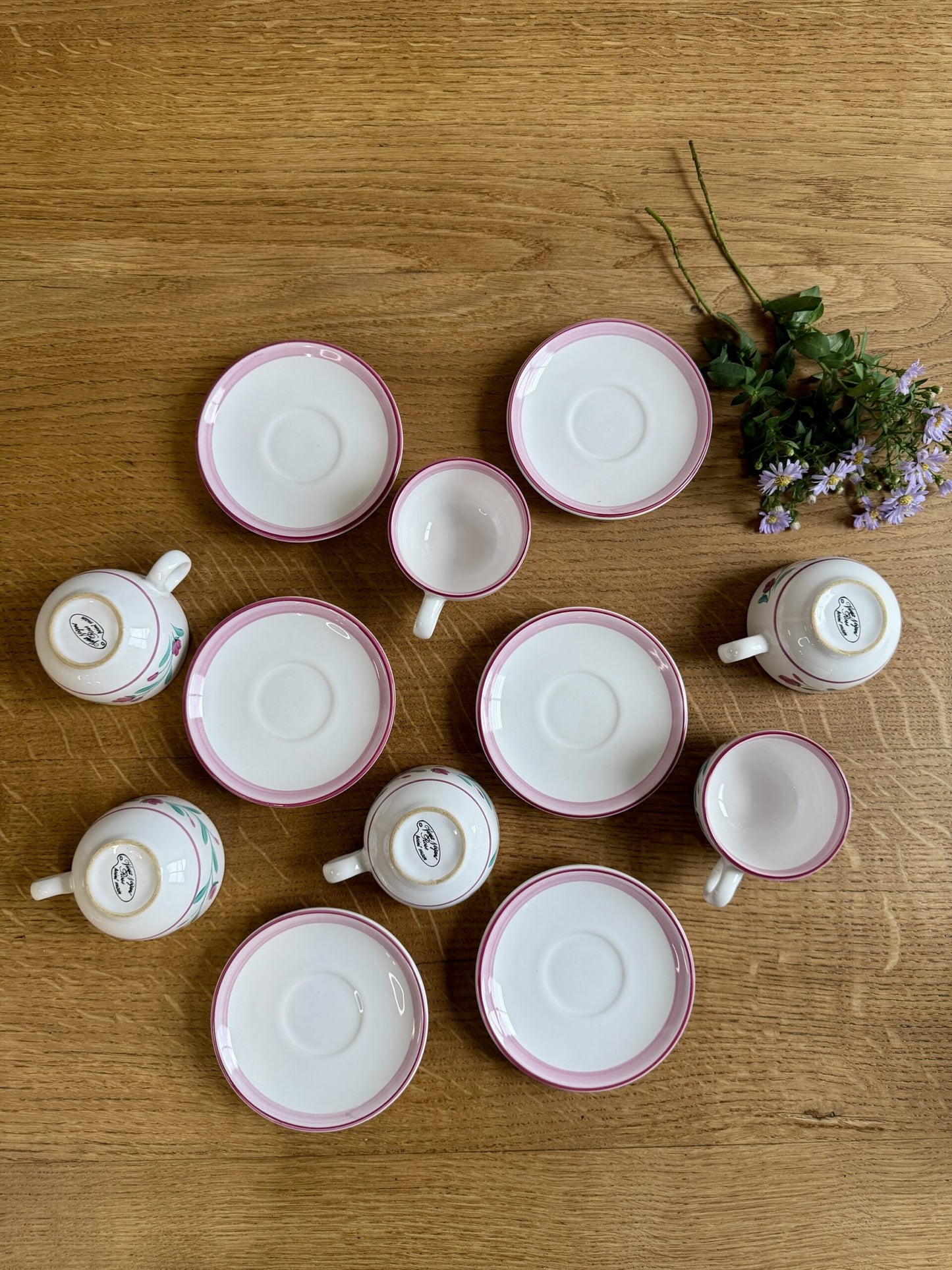 Lot de 6 tasses avec coupelles décor floral