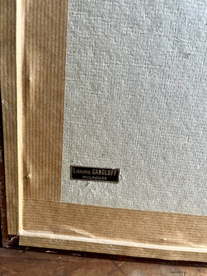 Dessin au crayon sous cadre/ vue de Thann