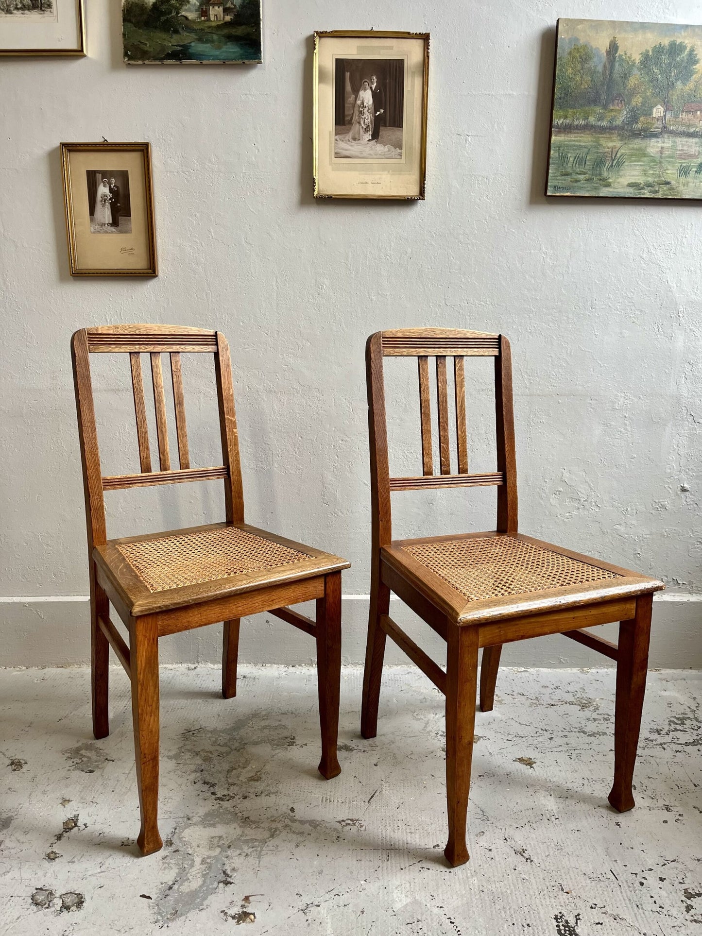 Chaise en dossier bois - assise cannage/ lot de 2