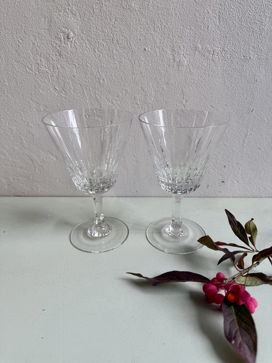 Verres à pied en cristal ciselé - lot de 2