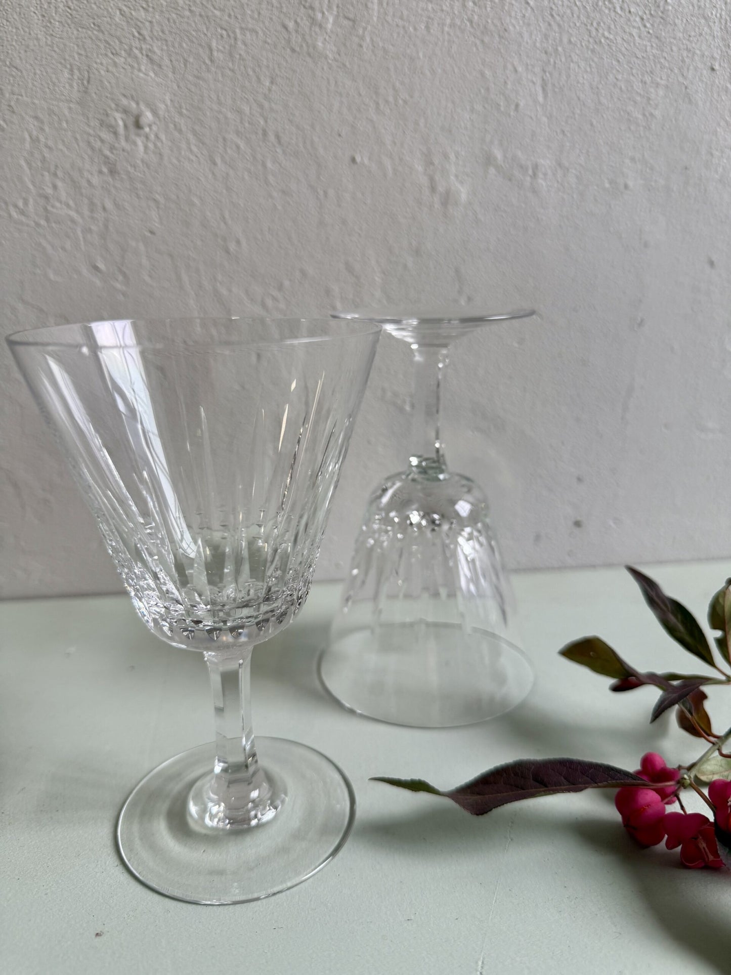 Verres à pied en cristal ciselé - lot de 2