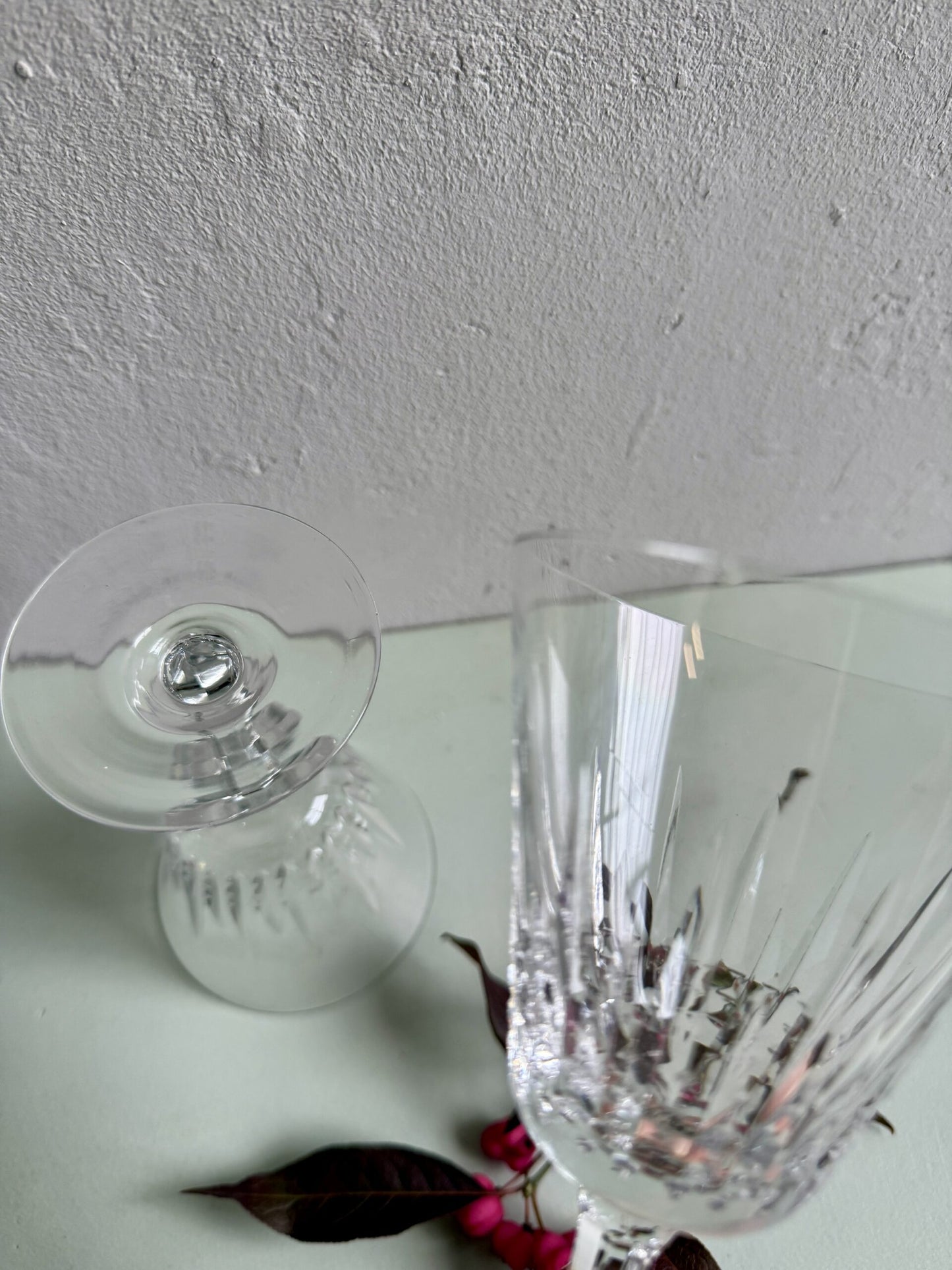 Verres à pied en cristal ciselé - lot de 2