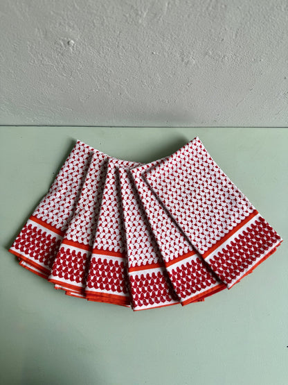 Lot de 6 serviettes rouges à motif oiseau graphique