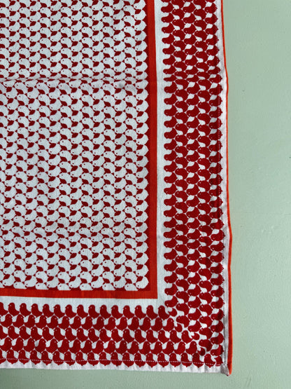 Lot de 6 serviettes rouges à motif oiseau graphique