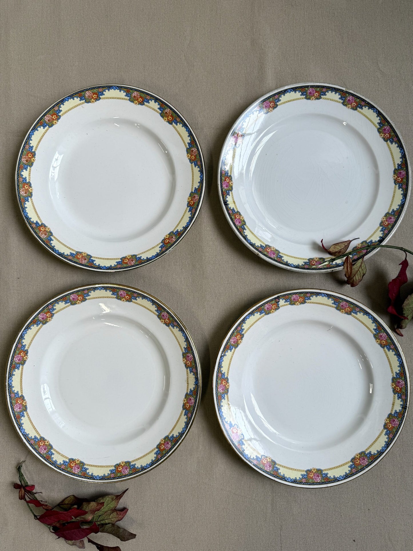Assiettes plates Saint-Amand - lot de 4