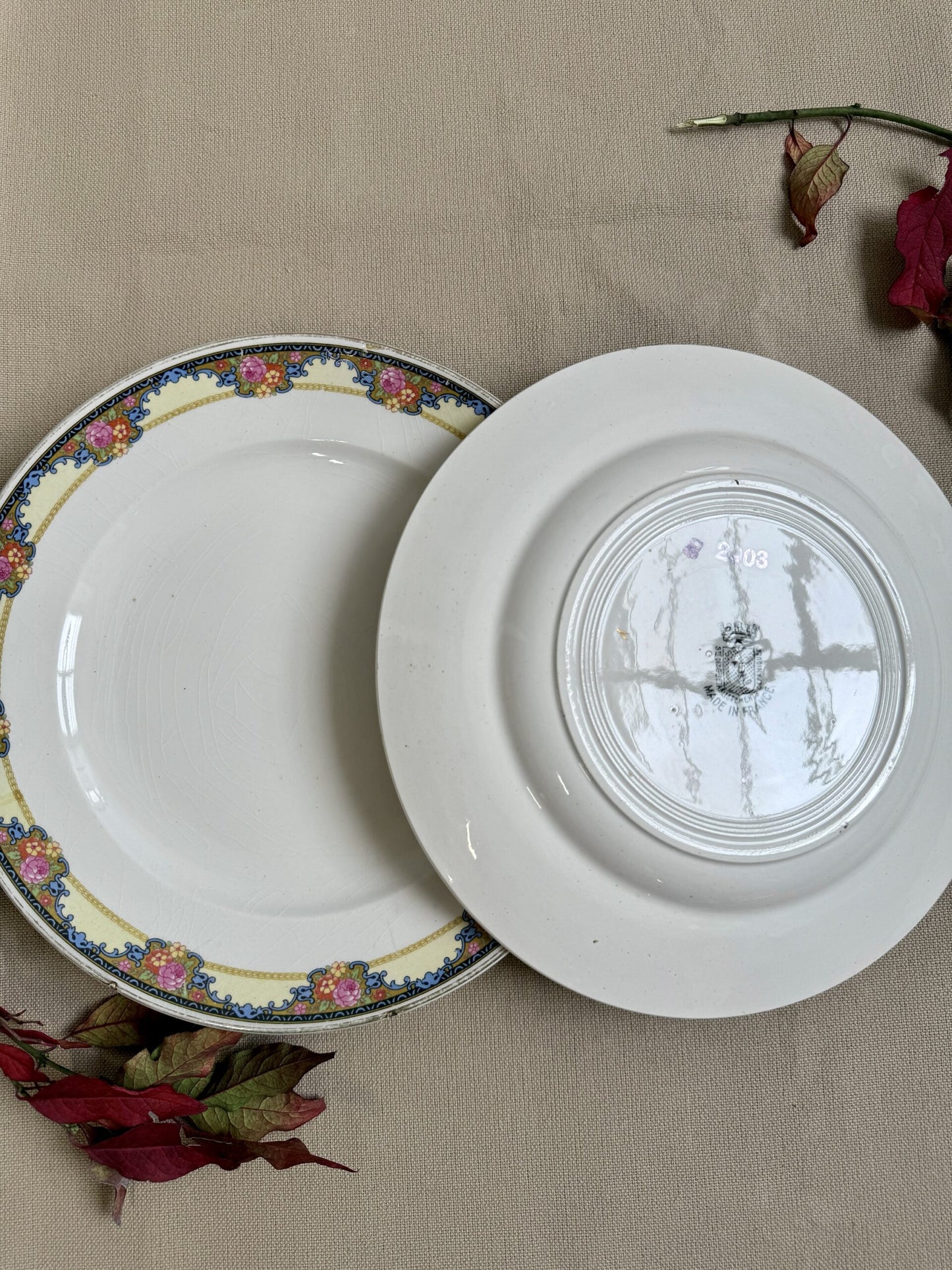 Assiettes plates Saint-Amand - lot de 4