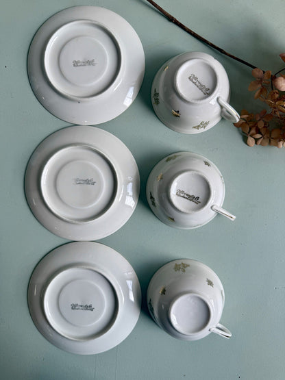 Lot de 3 tasses et coupelles en porcelaine Pillivuyt & Cie