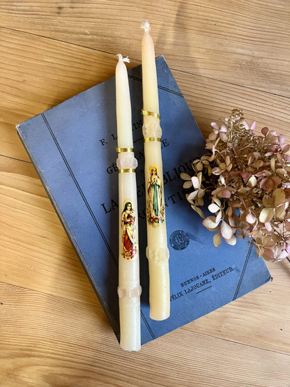 Paire de bougies de communion vintage