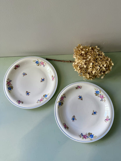 Assiettes plates en porcelaine de Châtres-sur-Cher - lot de 2