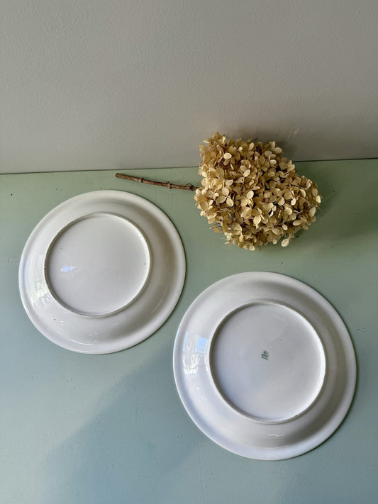 Assiettes plates en porcelaine de Châtres-sur-Cher - lot de 2