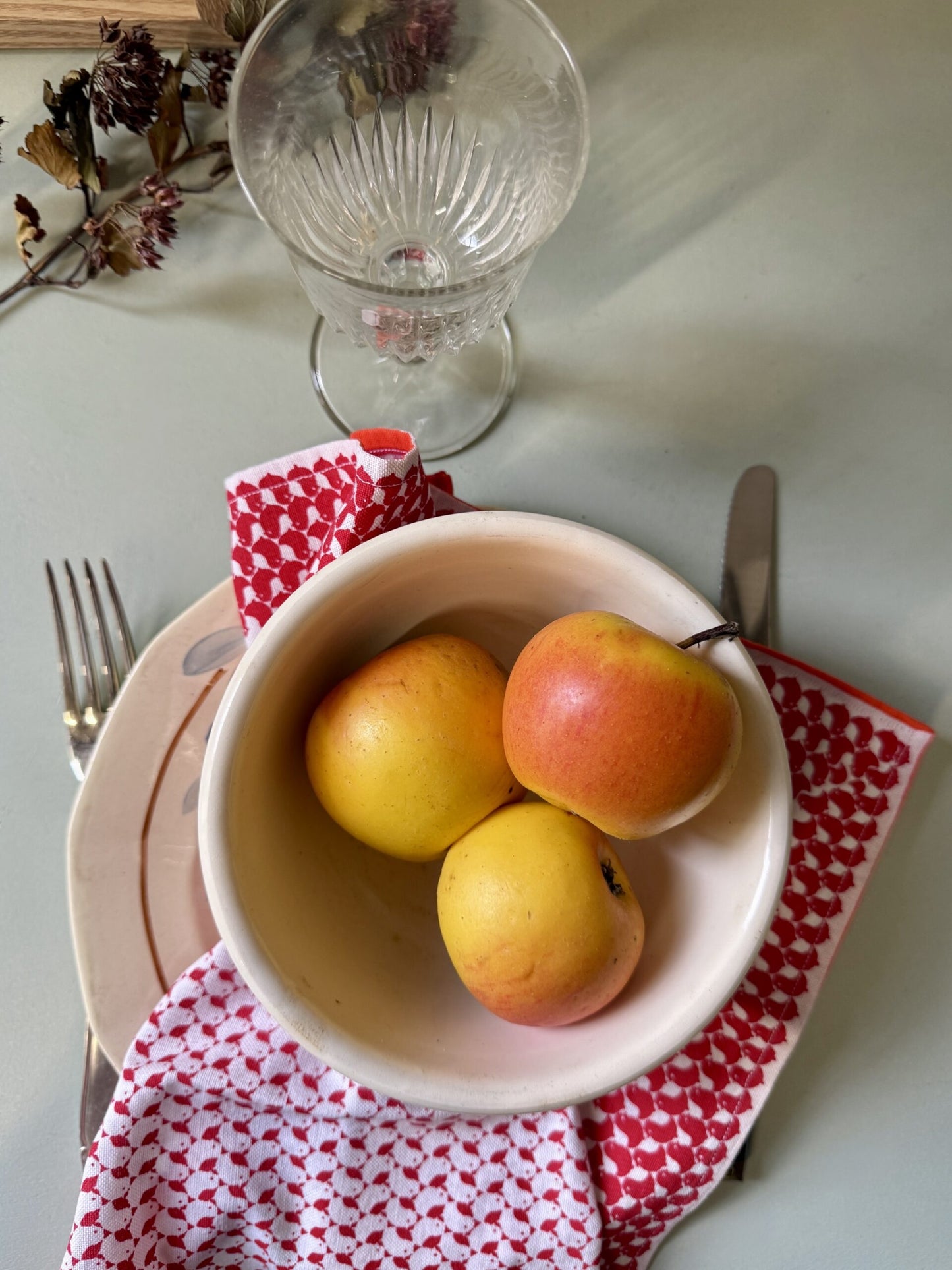 Lot de 6 serviettes rouges à motif oiseau graphique