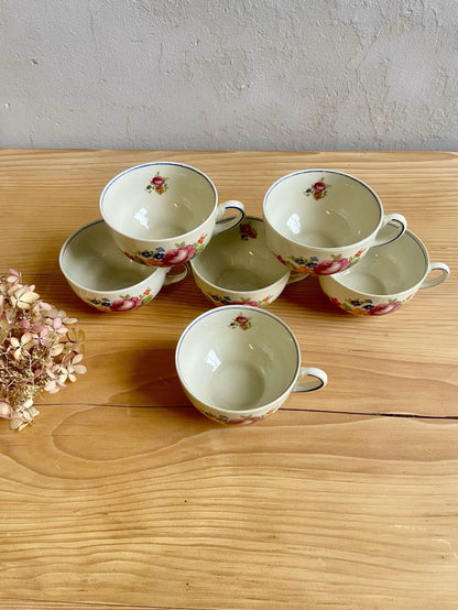 Tasses à café - Motif fleuri vintage - lot de 6