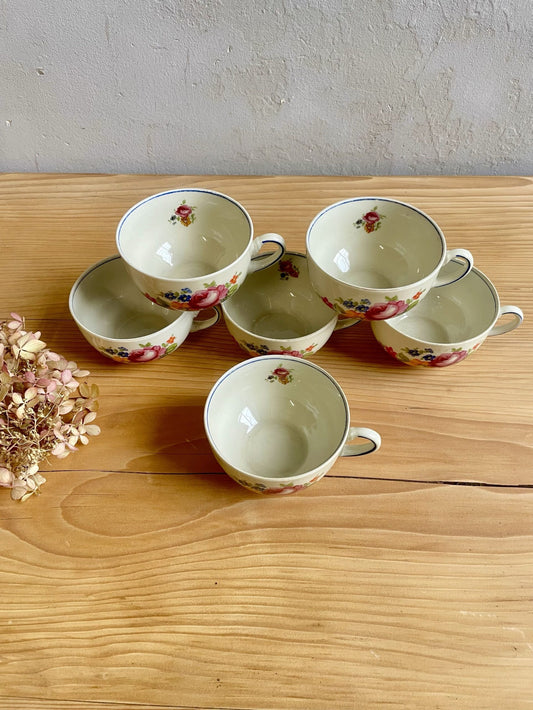 Tasses à café - Motif fleuri vintage - lot de 6