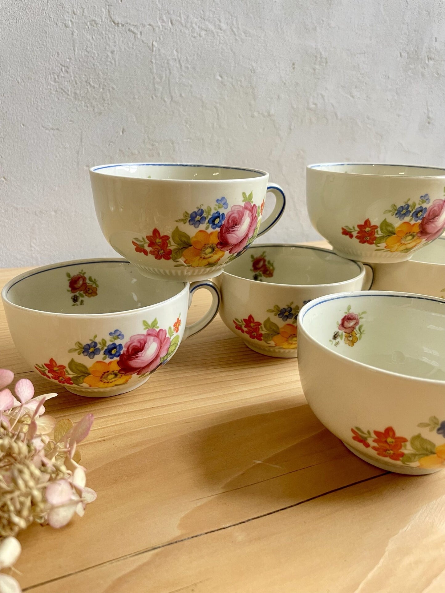 Tasses à café - Motif fleuri vintage - lot de 6