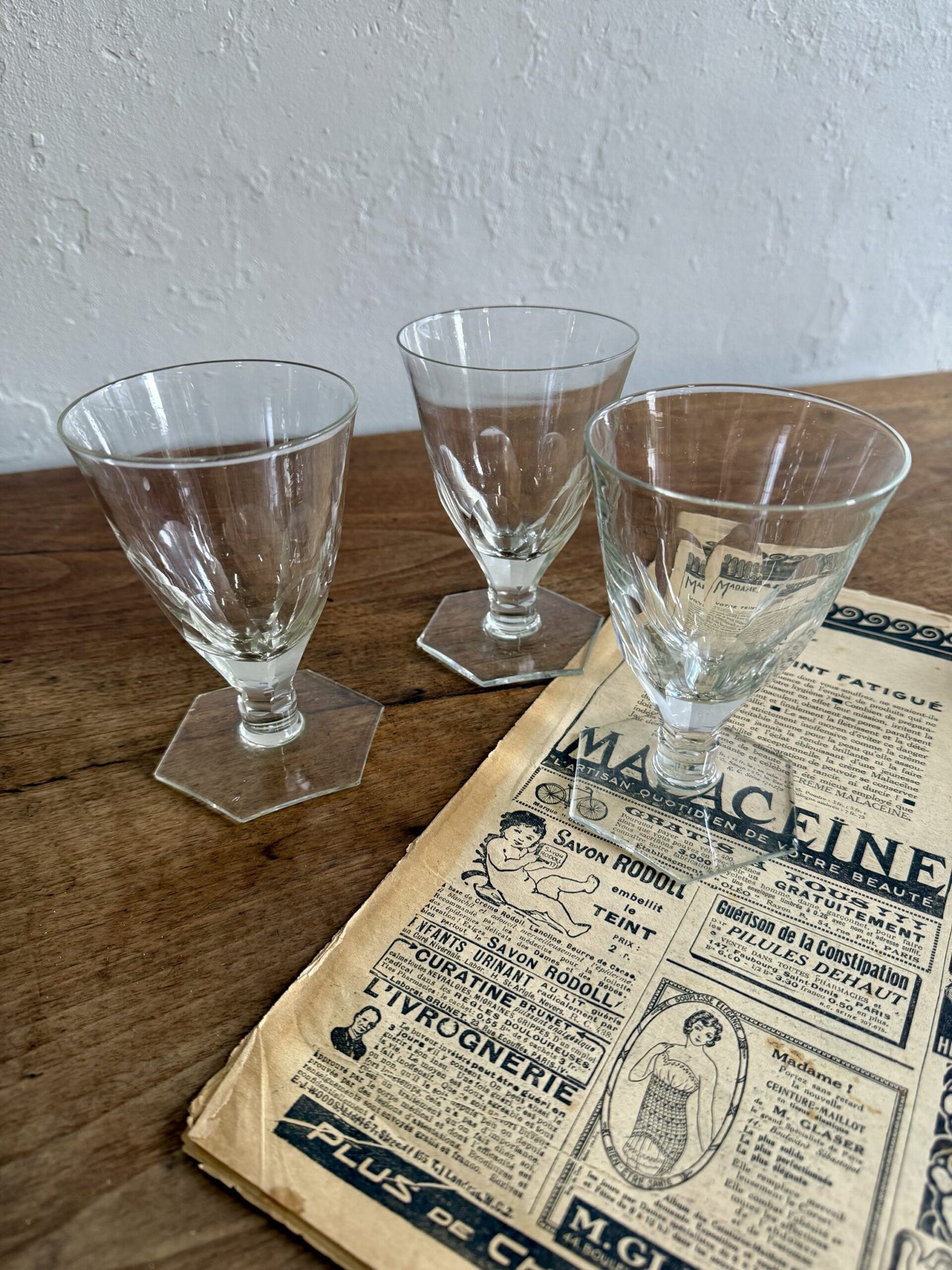 Lot de 3 verres à pied en cristal