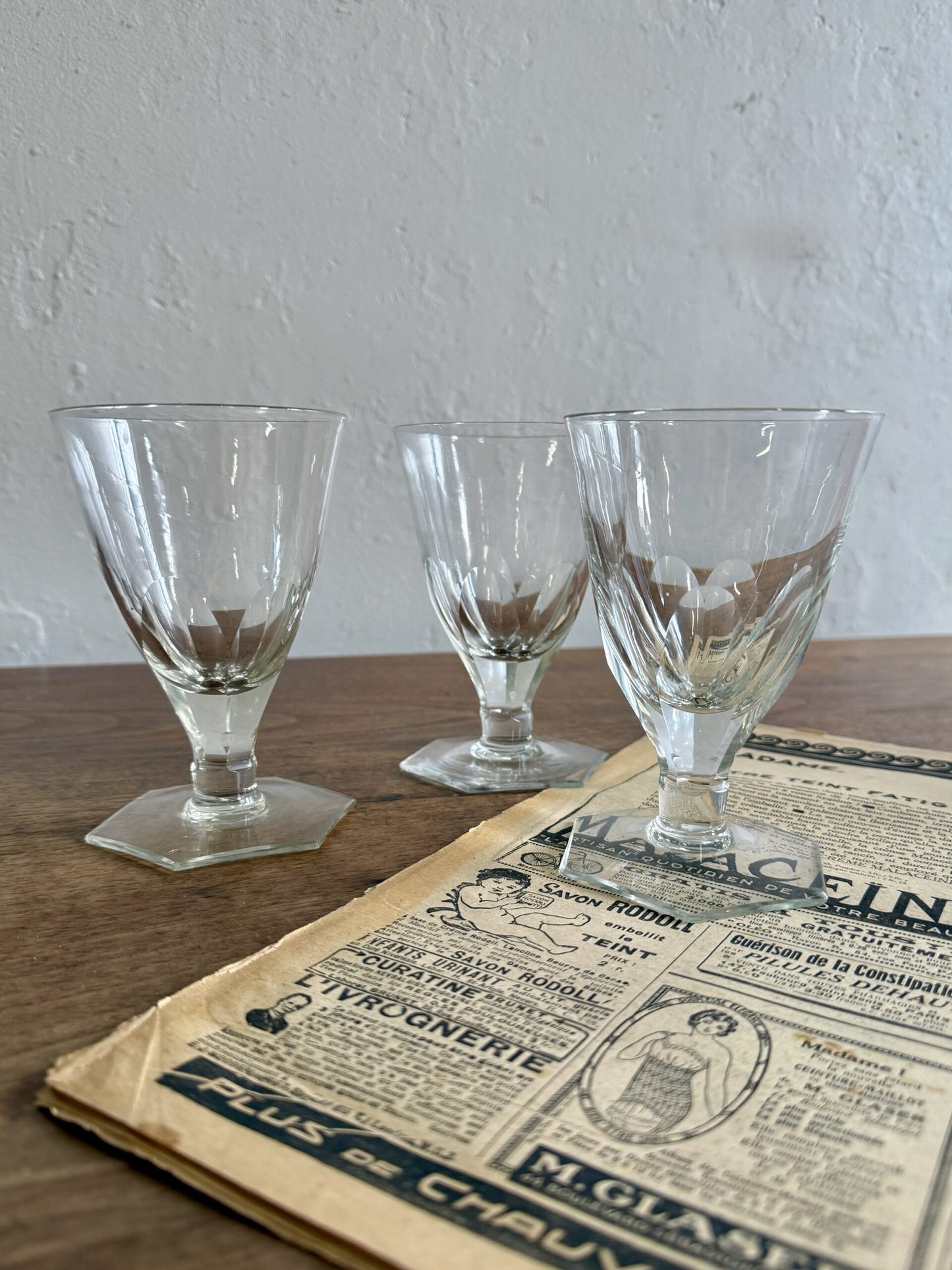 Lot de 3 verres à pied en cristal
