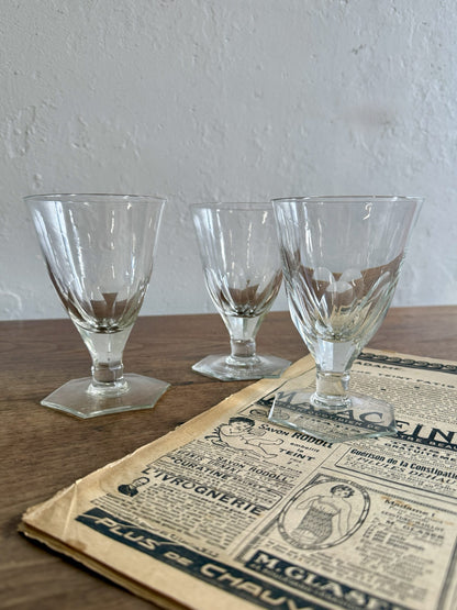 Lot de 3 verres à pied en cristal